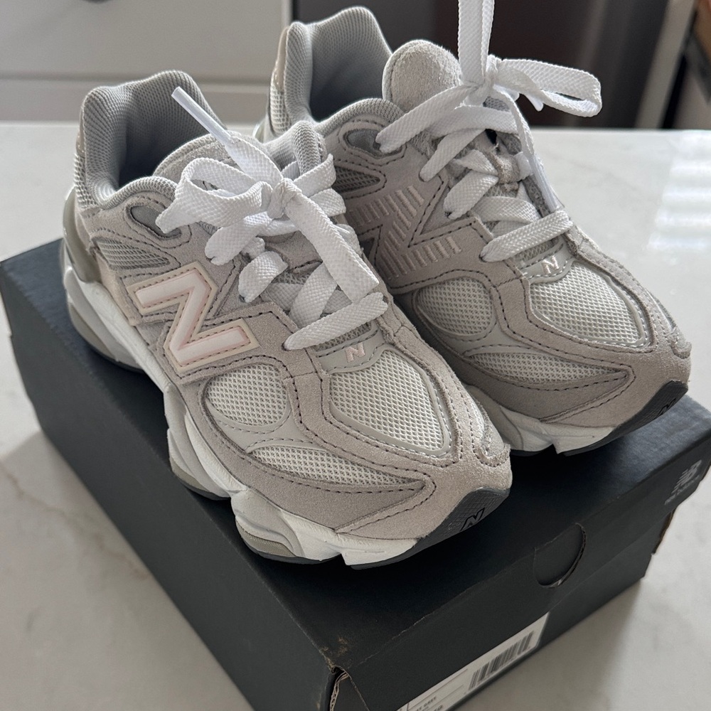 New Balance Kids' White Gray and Pink Sneakers